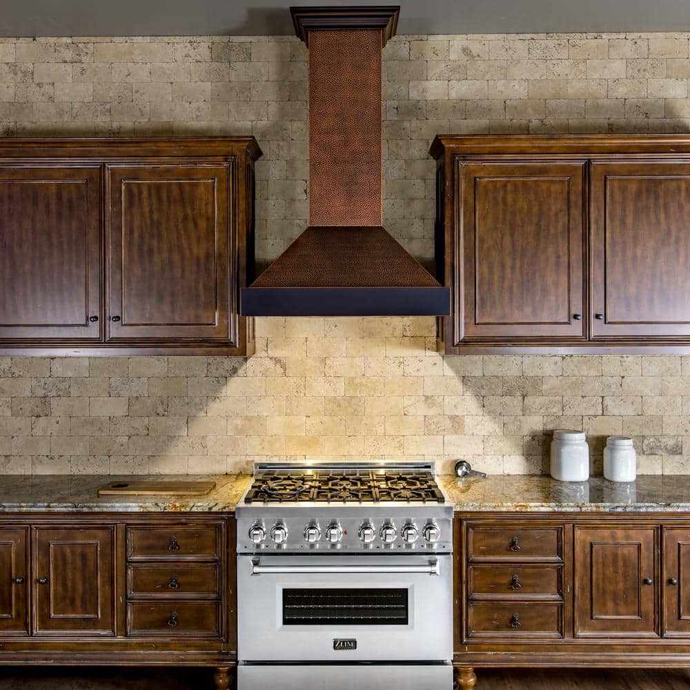 Hand-Hammered Copper 30" Convertible Wall Mount Range Hood