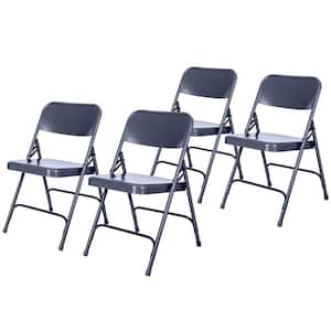 Bernadine Dining Folding Chair With Metal Seat, Blue (Pack of 4)