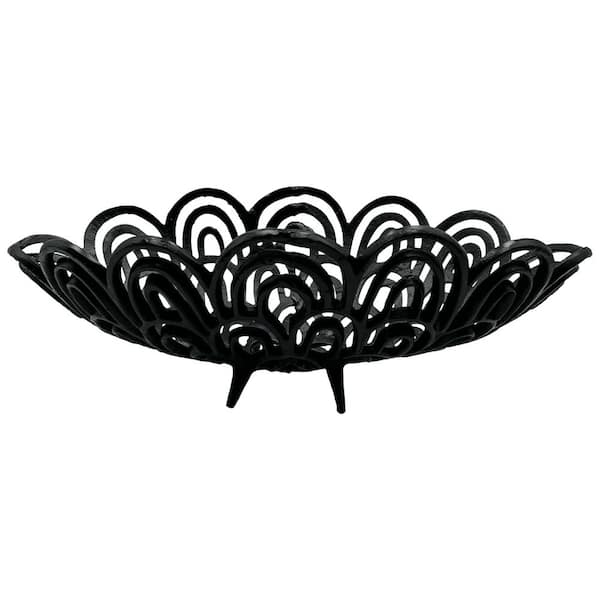 19 in. Endless Elegance Aluminum Lace Bowl in Black