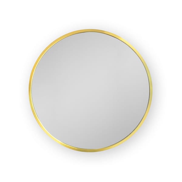 Black And Gold 28 in W x 28 in. H Modern Round Iron Framed Mirror Wall Mirror Wall Decor Mirror