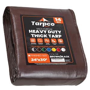 24 ft. x 30 ft. Brown/Black 14 Mil Heavy Duty Polyethylene Tarp, Waterproof, UV Resistant, Rip and Tear Proof