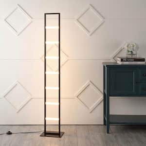 Ivan 59.38 in. Black Minimalist Modern Iron Ladder Column Standard Dimmable Integrated LED Floor Lamp