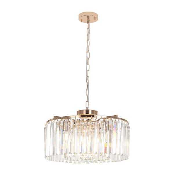 PAKOKULA 18.7 in. 8-Light Rose Gold Modern Crystal Chandelier