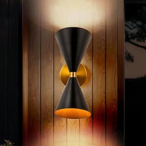 Luke 6.3 in. 2-Light Contemporary Cone Black Wall Sconce