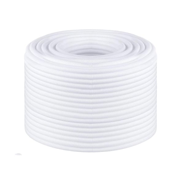 EKIEUDL 1/2 in. x 50 ft. Flame Retardant Wire Loom Flexible Conduit, High Temperature Split Tubing for Electrical Wires, White