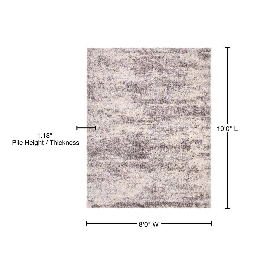 Elysian Gray Round Synthetic 95" Easy-Care Shag Rug