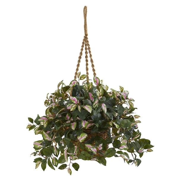 Nearly Natural Indoor Hoya Artificial Plant Hanging Basket 6490 The Home Depot