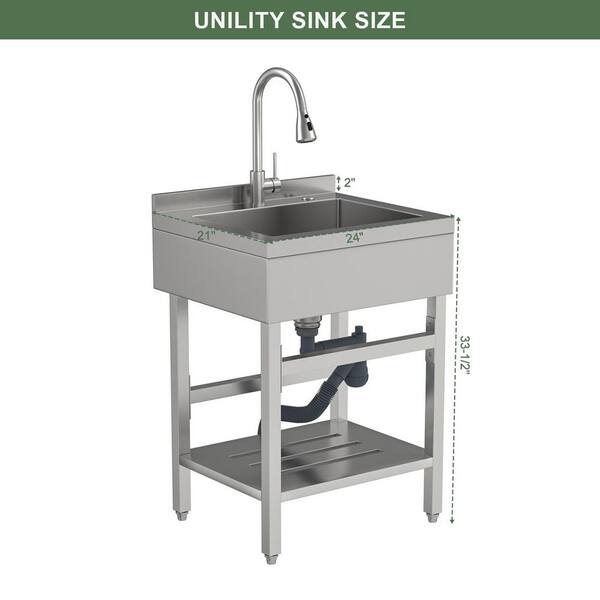 thumbnail image 2 of EMENAR Utility Sink Commercial Floor Mop Sink Stainless 2 of 9