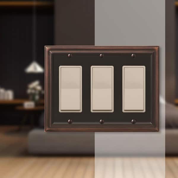 Continental 3 Gang Rocker Metal Wall Plate - Aged Bronze