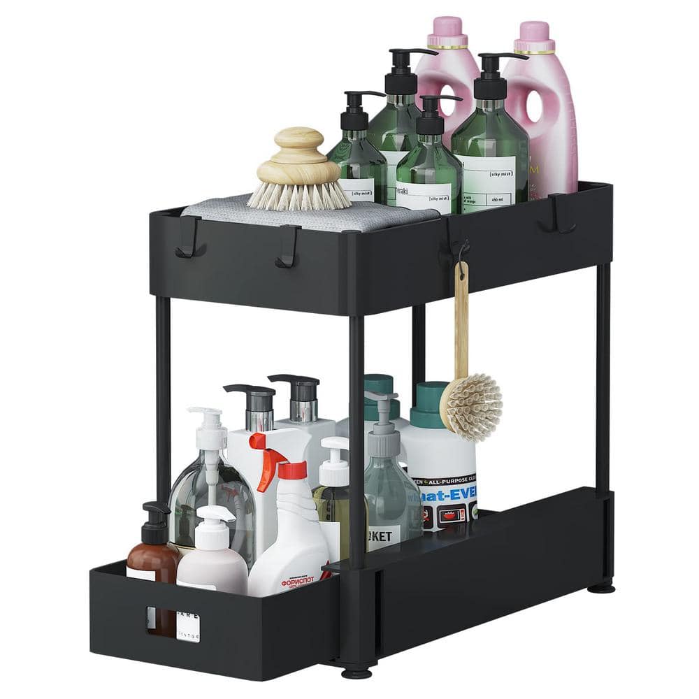 Aoibox 2 Tier Under Sink and Bathroom Organizer, Pull Out Cabinet Organizer for Kitchen Sink ...