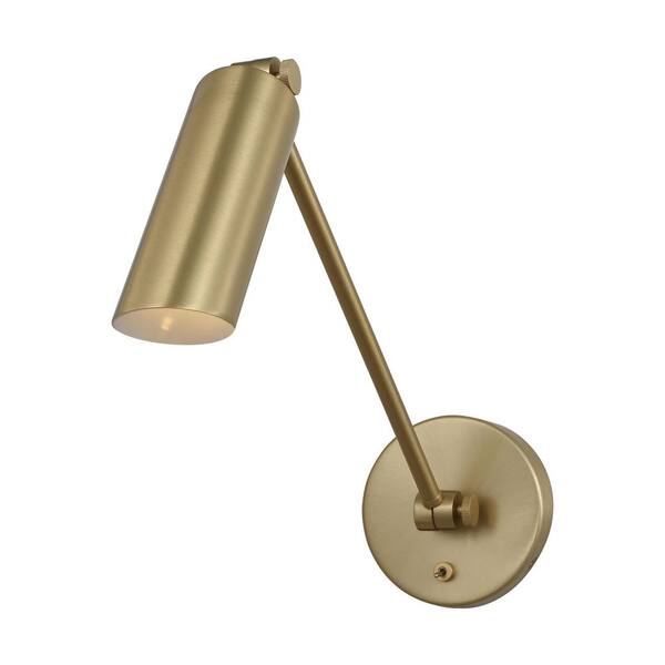 SCOTT LIVING - Frasar Medium 1-Light Satin Brass One Arm Wall Sconce with Satin Brass Steel Shade