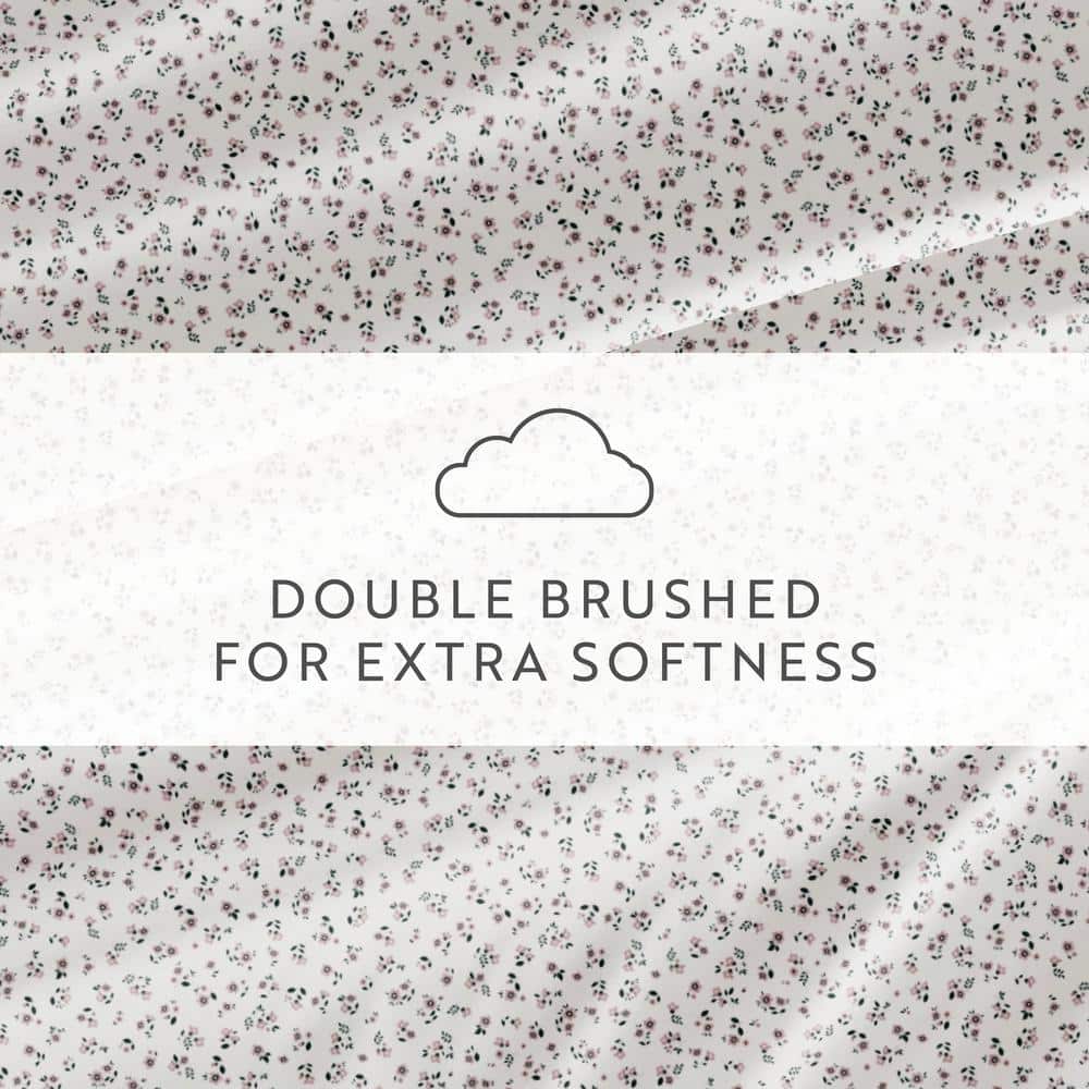 Full Size Pale Mauve Floral Microfiber Sheet Set