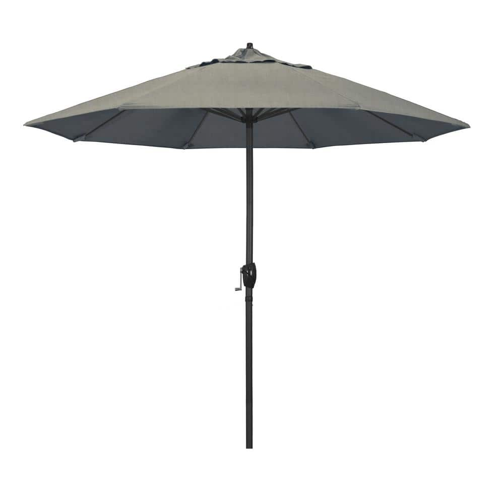 California Umbrella 9 ft. Black Aluminum Market Patio Umbrella Auto ...