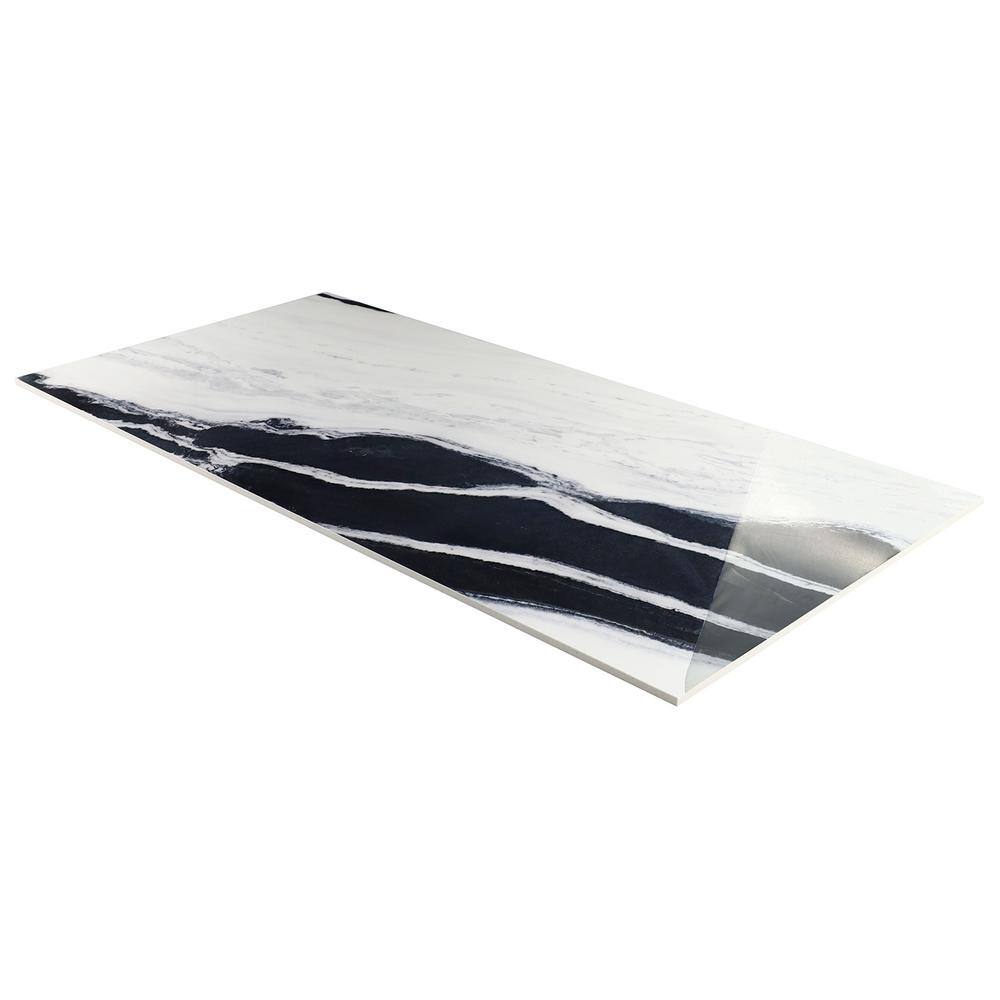 Magnus 24" x 48" Polished Black and White Porcelain Tile