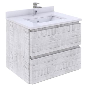 Formosa 24 in. W x 20 in. D x 20 in. H White Single Sink Bath Vanity in Rustic White with White Vanity Top