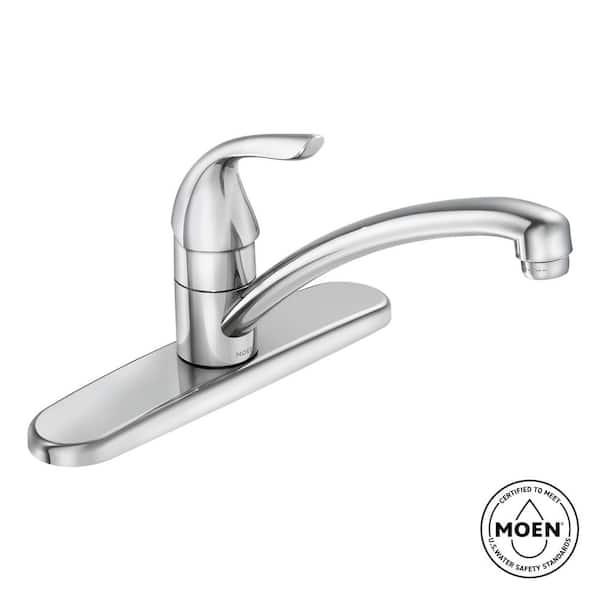 Adler Single-Handle Low Arc Kitchen Faucet in Chrome with Tool Free Install