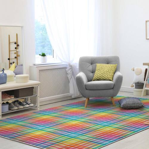 Crayola Plaid Multicolor x Area Rug