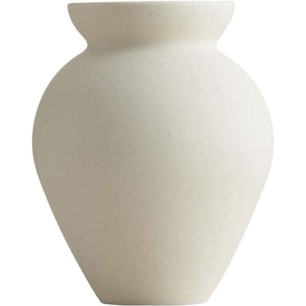 Afoxsos Retro Ceramic Tabletop Flower Vase Crock Milk Can Shape, Cream