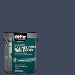 1 gal. #S530-7 Dark Navy Semi-Gloss Enamel Interior/Exterior Cabinet, Door & Trim Paint