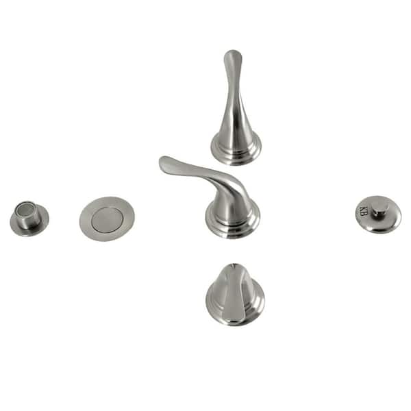 Kingston Brass Royale 3-Handle Bidet Faucet with Brass Pop-Up in Brushed Nickel