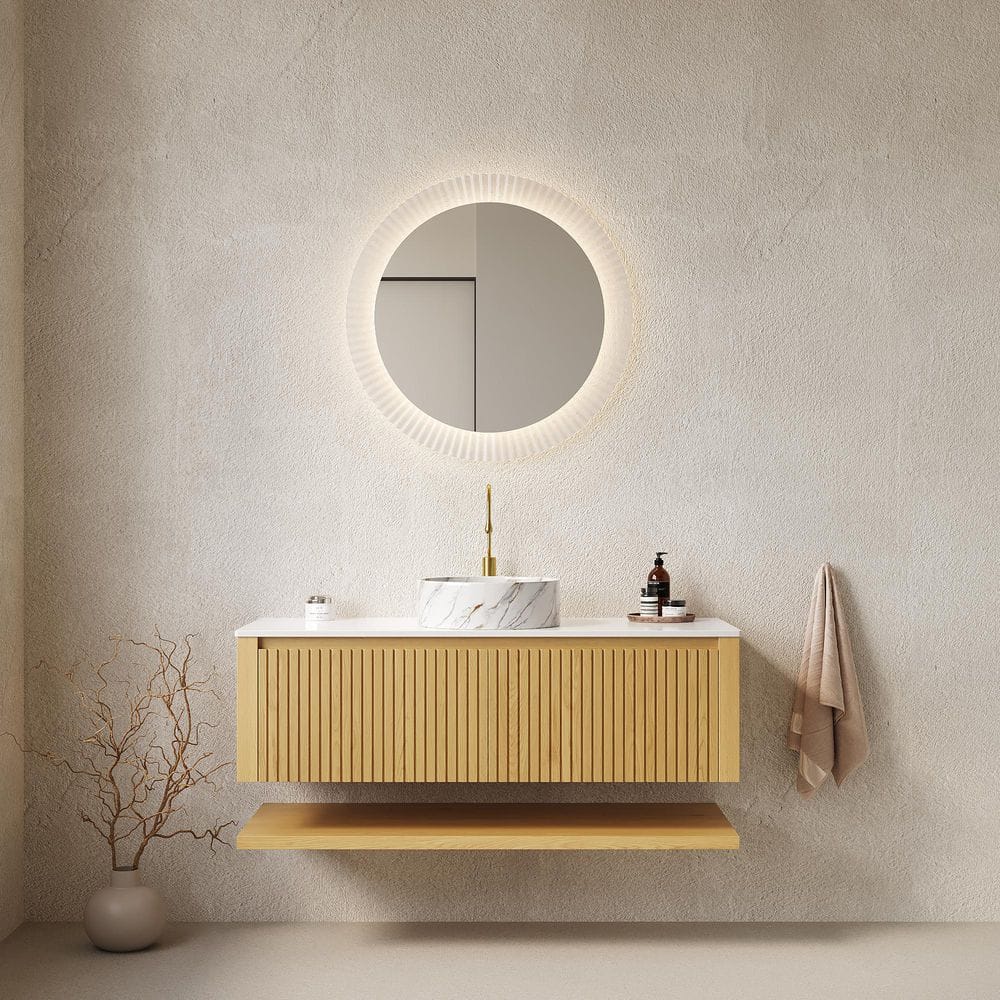 48in. Floating Single Sink Oak Bath Vanity with Marble Sintered Stone Top price history on PriceWatchPro
