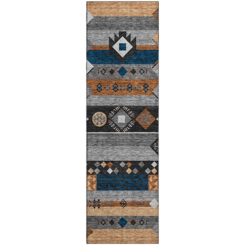 Mayfield Premium Machine Washable Abstract AMF2499 Black 2 ft. x 7 ft. Runner Rug price history on PriceWatchPro