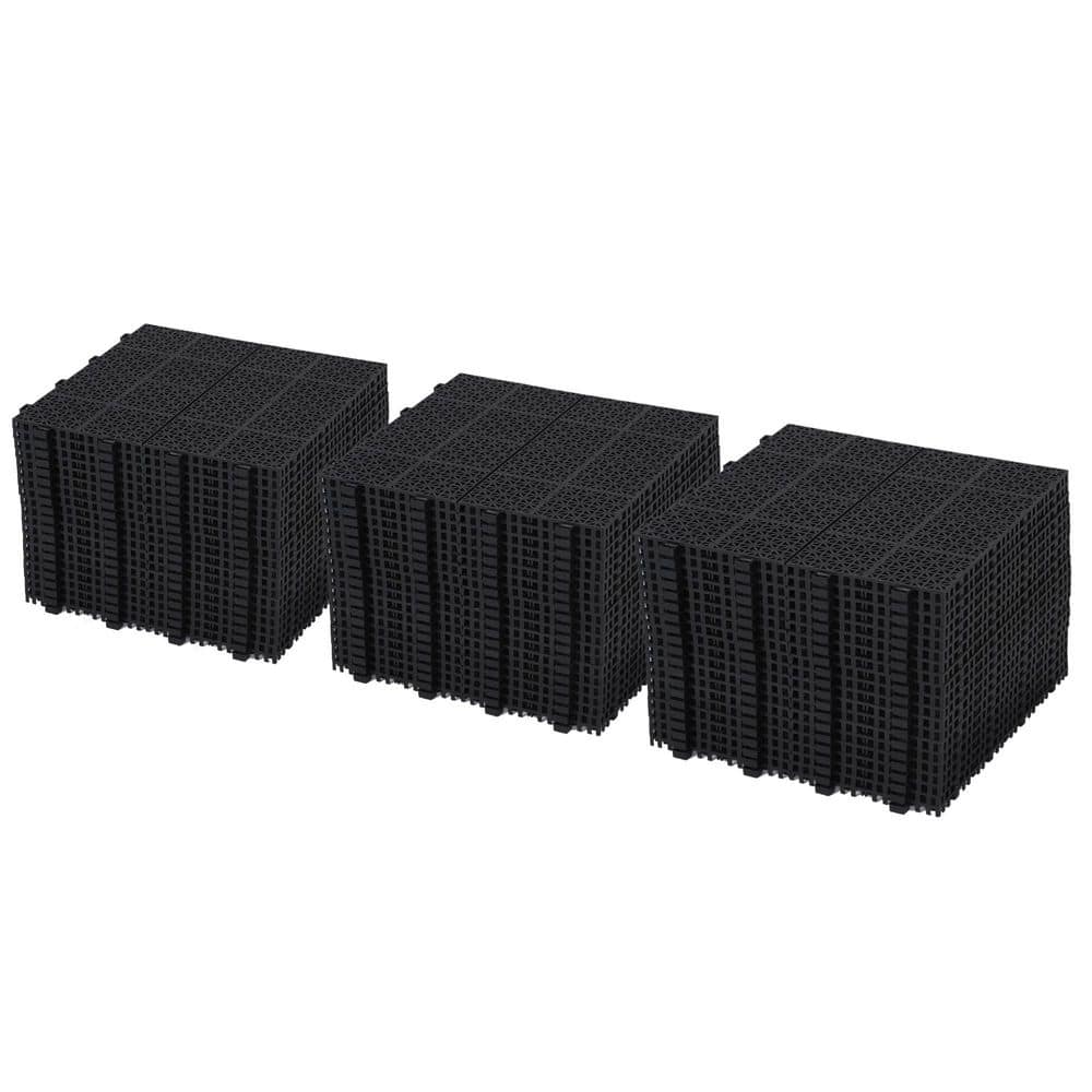 1 ft. x 1 ft. Interlocking Floor Tiles Plastic Deck Tile Cross Stripe Pattern in Black (60 per Case) price history on PriceWatchPro