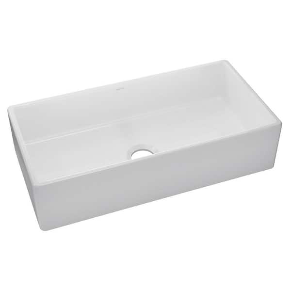 Elkay Burnham 36in. Farmhouse/Apron-Front 1 Bowl 18 Gauge White Fireclay Sink Only and No Accessories