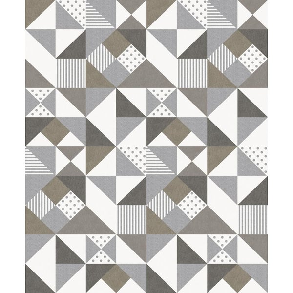 Seabrook Designs Silver and Antique Bronze Lozenge Geometric Paper Non-Woven Unpasted Wallpaper Roll (covers 56 sq. ft.)