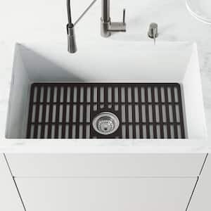 26 in. Silicone Kitchen Sink Protective Bottom Grid For Single Basin Sink in Matte Black