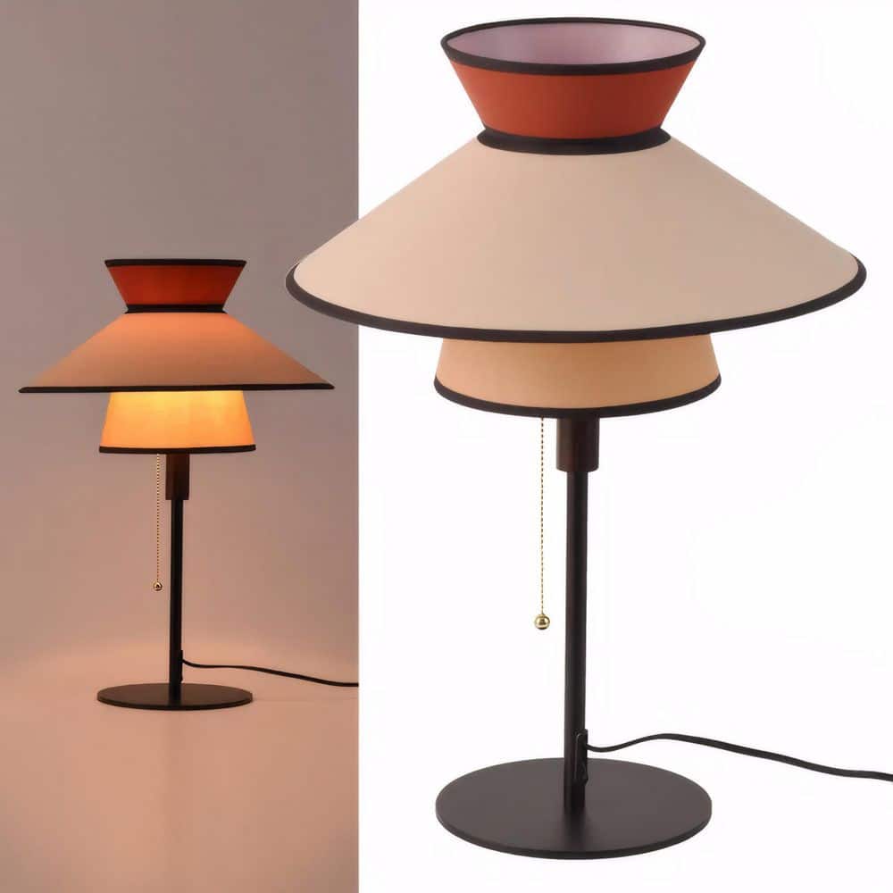 Mid-century 22 in. 1-Light Walnut Table Lamp for Living Room with Fabric Shade, E26 Base, not include blub price history on PriceWatchPro