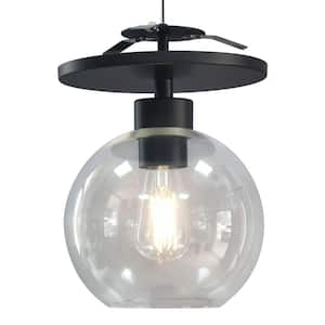 WHP 6 in. Matte Black Recessed Light Semi-Flush Can Conversion Kit with Clear Glass Globe Shade