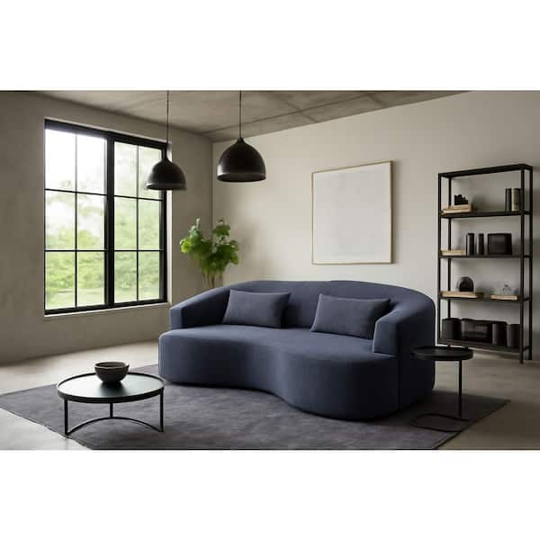 LAZYXD 79.5 in. Steel Gray Convertible Teddy Fabric Sofa Bed with Pillows for Small Space and Guest Room