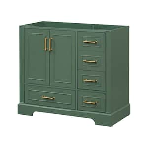 35.4 in. W x 17.8 in. D x 33 in. H Bath Vanity Cabinet without Top in Green with Four Drawers and 2-Doors