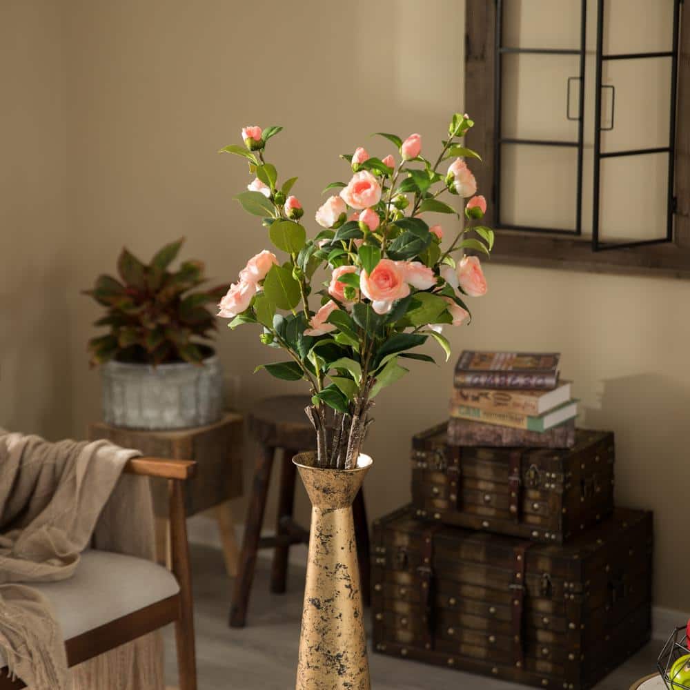 Large Gold Brushed Metal Decorative Floor Vase