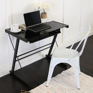 31 in. Black Rectangular 1 -Drawer Computer Desk with Keyboard Tray