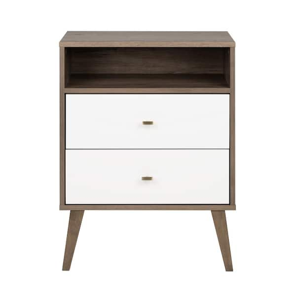 Prepac milo 2 drawer deals nightstand with open shelf