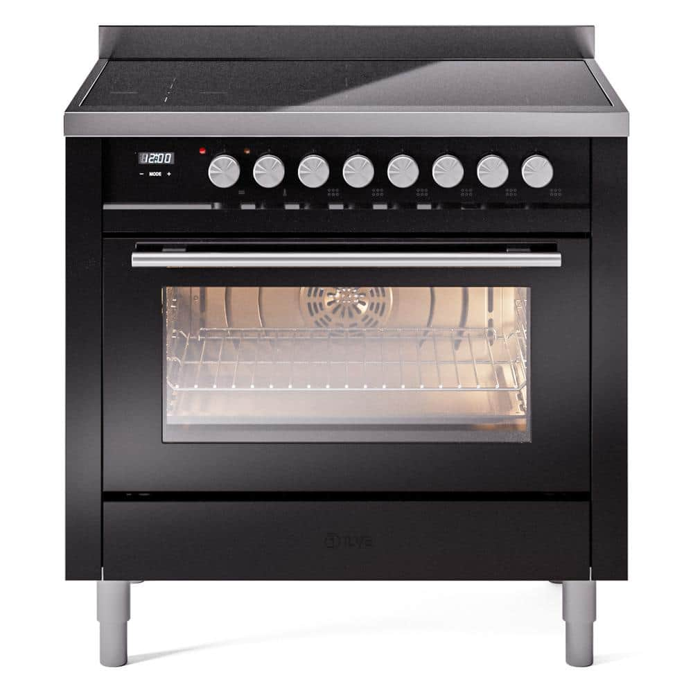 Professional Plus II 36 in. 6 Zone Freestanding Induction Range in Glossy Black -  ILVE, UPI366WMPBK