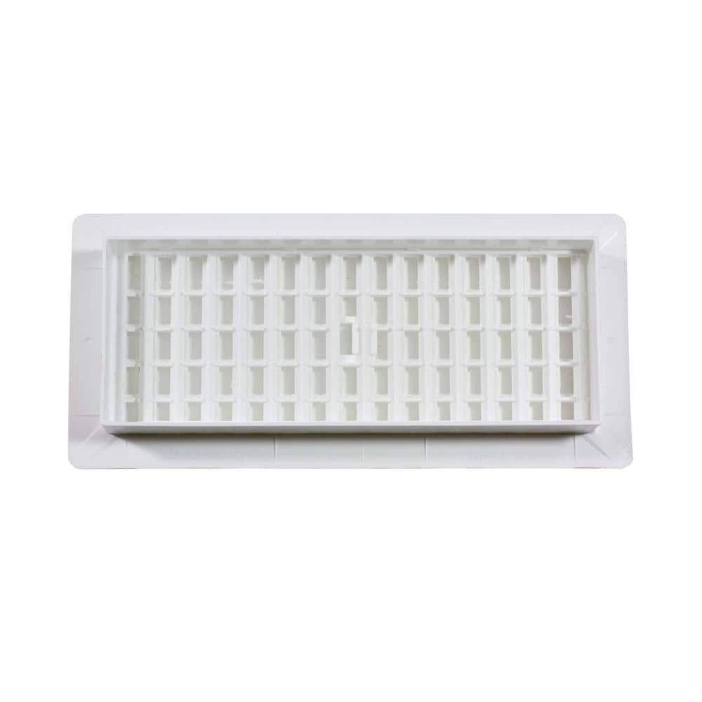 Polished White Plastic Rectangle Floor Register, 4x10 Inches