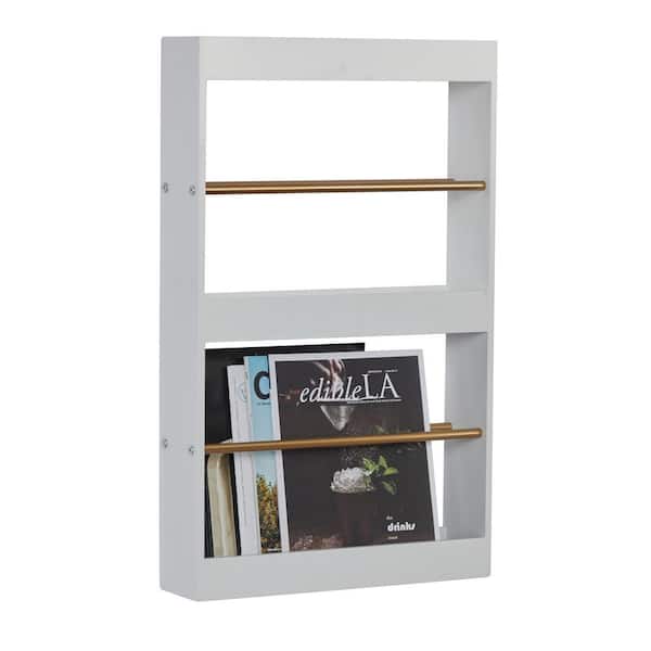 Litton Lane 20 in. x 34 in. Gold Metal and MDF Contemporary Wall Shelf