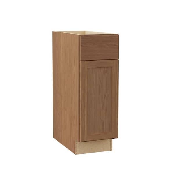 Hampton Bay Sinclair 12 in. W x 24 in. D x 34.5 in. H Assembled Base Cabinet in Shaker Saddle Oak