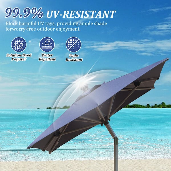 block for patio umbrella Best Choice Products Woodgrain Pattern 10ft 3-Tier Solar w/ 24 LED Lights, Tilt making it perfect for patios PURPLE LEAF 15x9ft Double-Sided Rectangular