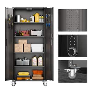 31.5 in. W x 72 in. H x 16.5 in. D Metal Storage Cabinet with Combination Locks, Steel Freestanding Cabinet in Black