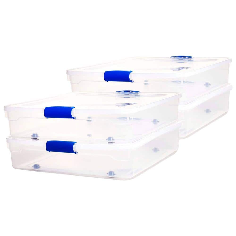 4Pack Stackable Clear Drawer Organizer Bins, Bathroom Organizers, Clear  Plastic Storage Bins For Bedroom, Office, Home School, Undersink Organizer
