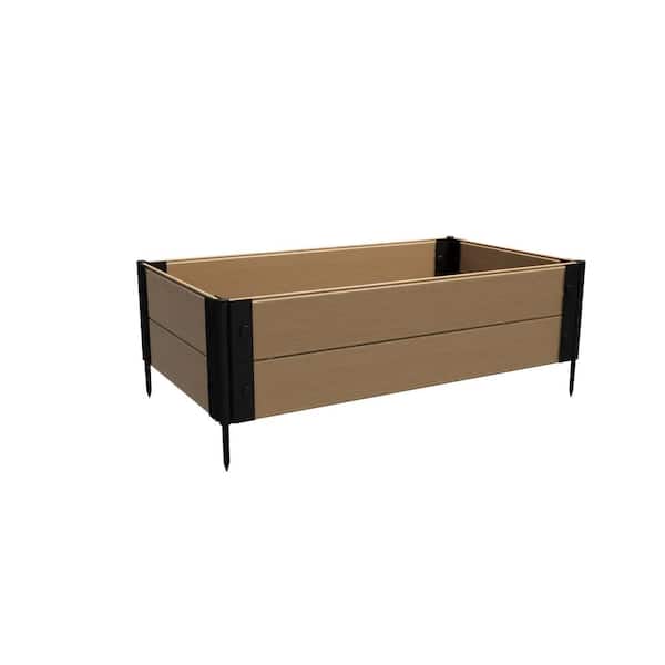 Composite Gardening Rectangle Raised Garden Bed (2 ft. L x 4 ft. W x 12 in. H) Timber Brown Shallow Rooted Plants