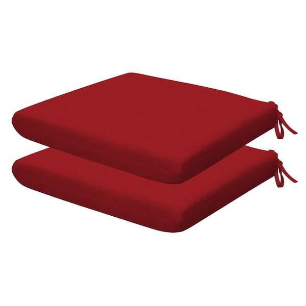 Honeycomb Outdoor Universal Dining Seat Cushion Textured Solid Imperial Red (Set of 2)
