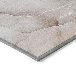 Taupe 9 ft. x 12 ft. Abstract Indoor / Outdoor Area Rug