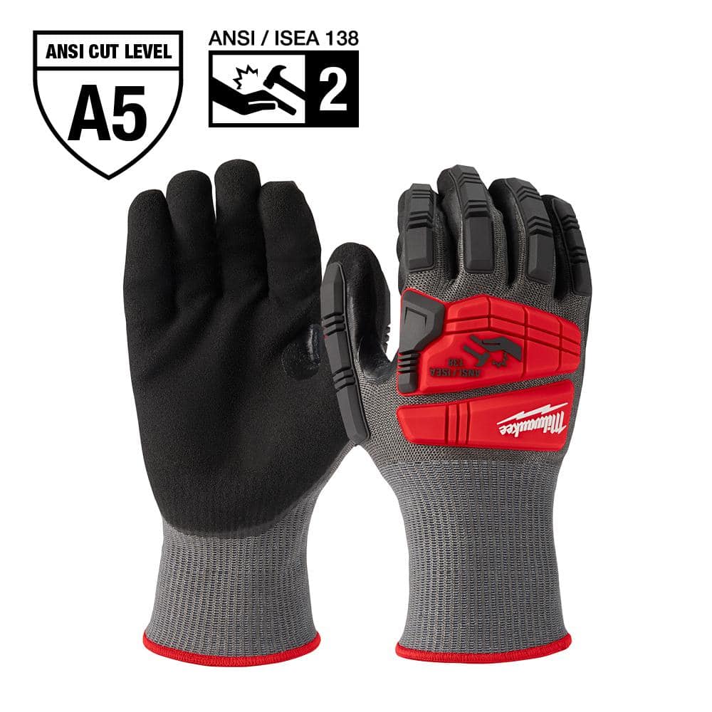 Milwaukee Medium Gray Nitrile Level 5 Cut Resistant Dipped Work Gloves for sale online