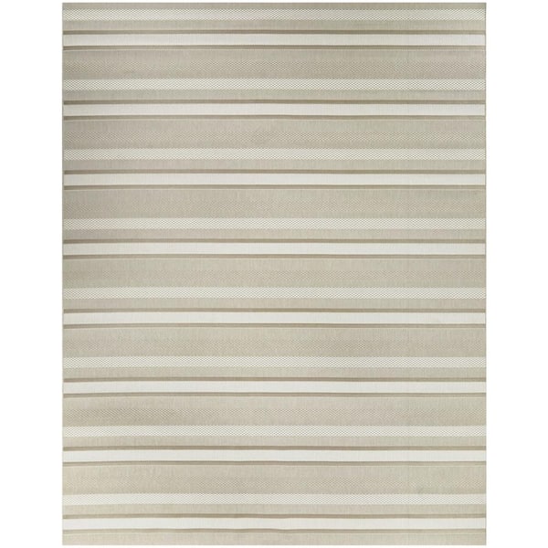 Neutral 8 x 10 Striped Indoor/Outdoor Area Rug