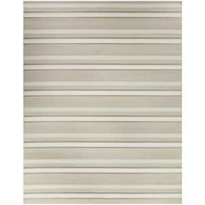 Beige 9 x 12 Striped Indoor/Outdoor Area Rug